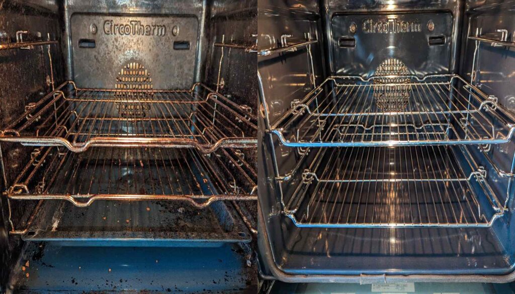 Oven Cleaning Doncaster – Before and After Professional Clean Before and after oven cleaning in Doncaster kitchen showing professional results